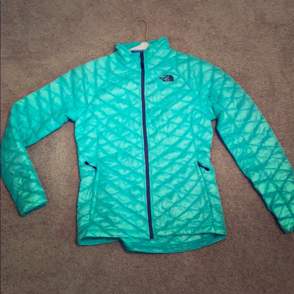 Teal north face zip up